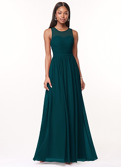 Azazie Nina Brautjungfernkleider A-Linie Plissee Chiffon Kleid Kiefer image1