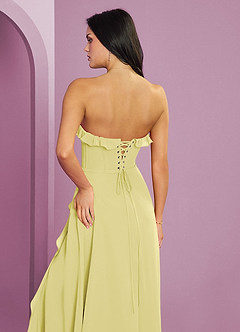 Barbie ♥ Azazie Robes de demoiselle d'honneur Robe Trapèze en Mousseline de soie Encolure en Forme de Cœur Sorbet Citron image7