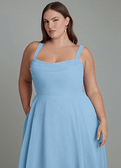 Azazie Shaude Bridesmaid Dresses Steel Blue A-Line Pleated Chiffon Dress image12