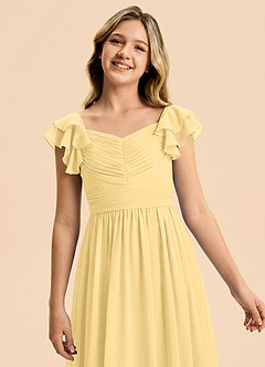 Azazie Anaya Junior Robe Trapèze en Mousseline de soie Décolleté en cœur Beurre image6