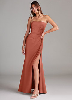 Azazie Aliani Bridesmaid Dresses Clay Sheath Strapless Chiffon Convertible Dress image4