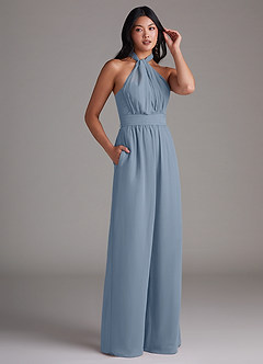 Azazie Lamara Brautjungfernkleider Wandelbar Schulterfrei Chiffon Overall/Jumpsuit Staubblau image12