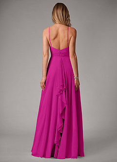 Azazie Amalia Vestidos de damas de honor Vestido de Fucsia de Gasa de Corte en A con Plisado image6