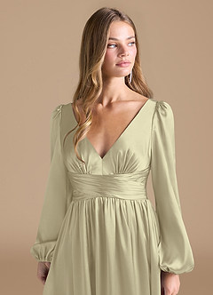 Azazie Norah Final Sale Auburn A-Line Metallic Satin Dress image6