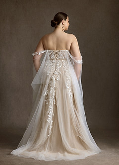 Azazie Wynery Robes de mariée Robe Princesse en Dentelle Épaules dénudées Diamant Nude image13