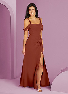 Barbie ♥ Azazie Bridesmaid Dresses Auburn A-Line Off the Shoulder Chiffon Dress image10