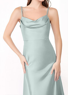 Azazie Alaija Robes de demoiselle d'honneur Robe Sirène en Satin extensible Fente Latérale Brume image5