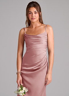 Azazie Lucille Bridesmaid Dresses Dusty Rose Mermaid Strapless Stretch Satin Convertible Dress image6