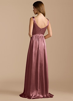 Azazie Keyla Bridesmaid Dresses Vintage Mauve A-Line Pleated Metallic Satin Dress image2
