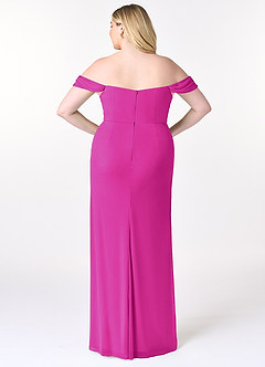 Azazie Tessa Bridesmaid Dresses Fuchsia Sheath Sweetheart Off-The-Shoulder Mesh Convertible Dress image9