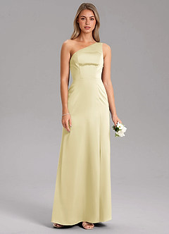 Azazie Phaedra Brudtärnklänningar Klä av A-Linje i Stretch Satin Ena axeln Citronsorbet image13