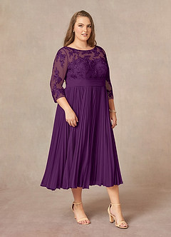 Azazie Tutu Mère de la mariée Robes Robe Trapèze en Mousseline de soie Col bateau Dentelle Grain De Raisin image10