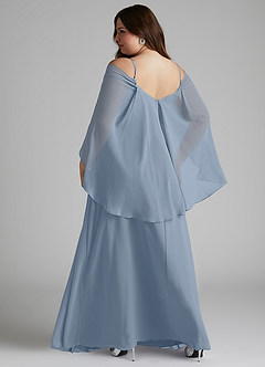 Azazie Cienna Bridesmaid Dresses Dusty Blue A-Line Off the Shoulder Chiffon Dress image8