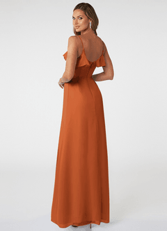 Azazie Natalia Bridesmaid Dresses Cinnamon A-Line Chiffon Dress image4