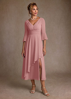 Azazie Aerynne Mother of the Bride Dresses Dusty Rose A-Line Pleated Chiffon Dress image4