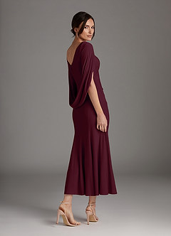 Azazie Bellona Mother of the Bride Dresses Cabernet Sheath Boatneck Luxe Knit Dress image2