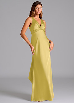 Azazie Hati Bridesmaid Dresses Canary Mermaid Stretch Satin Dress image4