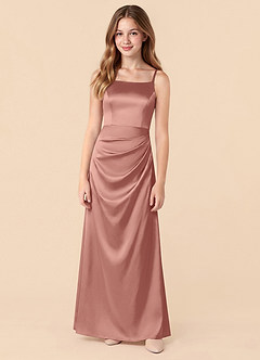 Azazie Renna Junior Rosette Mermaid Pleated Stretch Satin Dress image5