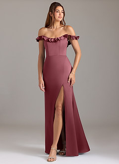 Azazie Callie Bridesmaid Dresses Desert Rose A-Line Ruched Stretch Satin Convertible Dress image5