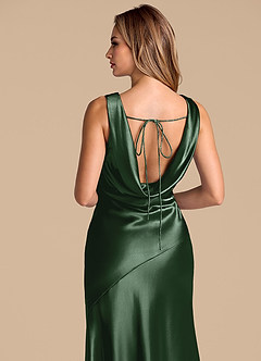 Azazie Rylina 신부 들러리 드레스 인어 메탈릭 새틴 바닥 길이 드레스 image2