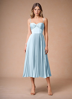 Léna Sky Blue Pleated Midi Dress image3