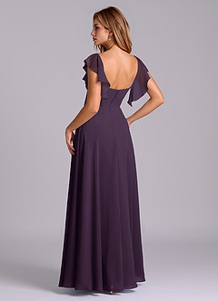 Azazie Leilani Bridesmaid Dresses Plum A-Line Pleated Chiffon Dress image6
