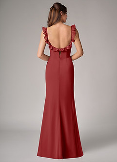 Azazie Callie Bridesmaid Dresses Rust Mermaid Side Slit Chiffon Convertible Dress image2