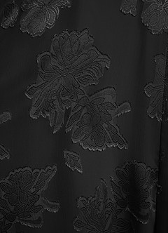 Azazie Bondi Robes de demoiselle d'honneur Robe Trapèze en Jacquard floral dévoré Drapé Noir image7