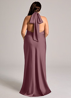 Azazie Velli Bridesmaid Dresses Amethyst Mermaid High Neck Stretch Satin Dress image8