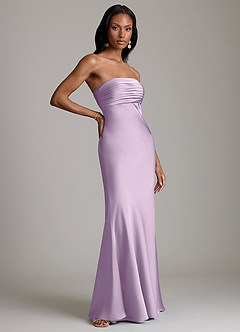 Azazie Saylor Bridesmaid Dresses Frosted Lilac Mermaid Strapless Stretch Satin Dress image4