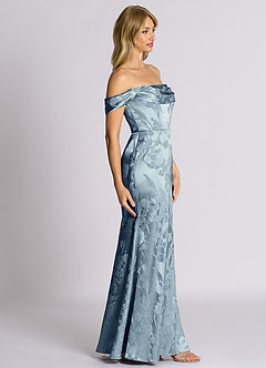 Azazie Saige 신부 들러리 드레스 인어 오프 더 숄더 자카드 바닥 길이 드레스 image6