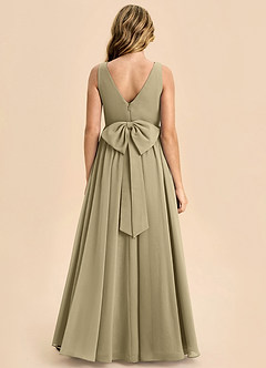 Azazie Hathaway Junior Moss Green A-Line Bow Chiffon Dress image1