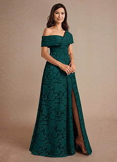 Azazie Milton Abiti per la Madre della Sposa Abito A-Line in Burnout Floreale Plissettato Pino image3