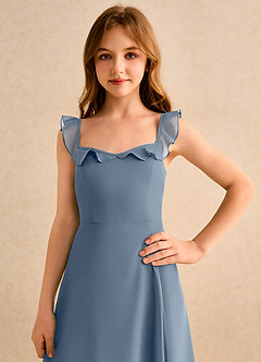 Azazie Chip Girls Formal Abiti da Ragazza di Fiori Abito A-Line in Chiffon Senza Maniche Crepuscolo image6