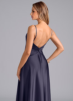 Azazie Elita Bridesmaid Dresses Stormy A-Line Pleated Stretch Satin Dress image2