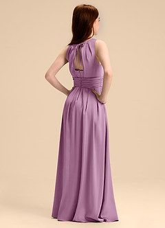 Azazie Bibiane Junior Vestido de Glicinia de Satén Elástico de Corte en A con Plisado image7