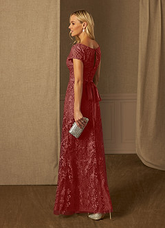 Azazie Dorit Mother of the Bride Dresses Rust Sheath Scoop Lace Dress image4