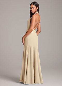 Azazie Lorena Brautjungfernkleider Meerjungfrau-Linie Plissee Chiffon Kleid Champagner image6