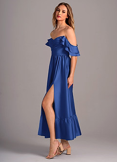 Azazie Anaya Bridesmaid Dresses Royal Blue A-Line Sweetheart Neckline Stretch Satin Convertible Dress image4
