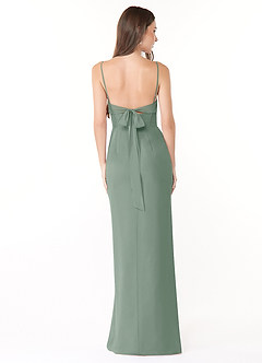 Azazie Mai Bridesmaid Dresses Silver Sage Sheath Pleated Chiffon Dress image2