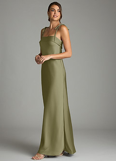 Azazie Ellia Brudtärnklänningar Klä av Tubklänning i Stretch Satin Rosett Pistasch image4