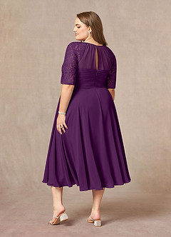 Azazie Dorothea vestidos de madre de la novia Vestido de Uva de Gasa de Corte En A con Encaje image6