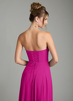 Azazie Gabriela Bridesmaid Dresses Fuchsia A-Line Corset Chiffon Dress image11
