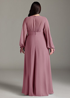 Azazie Matilda Bridesmaid Dresses Vintage Mauve A-Line Long Sleeve Chiffon Dress image10