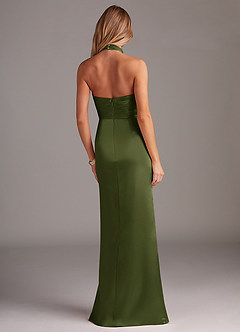 Azazie Jemma Bridesmaid Dresses Olive Sheath Pleated Stretch Satin Dress image6