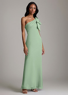 Azazie Yuanna Bridesmaid Dresses Matcha Mermaid One Shoulder Chiffon Dress image4