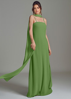 Azazie Ilana Abiti da Damigella Abito A-Line in Chiffon Senza Spalline Basilico image7
