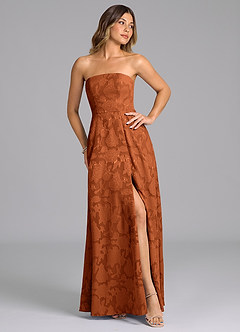 Azazie Wren Bridesmaid Dresses Burnt Orange A-Line Strapless Floral Burnout Dress image7