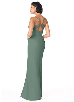 Azazie Blink Final Sale Eucalyptus Sheath V-Neck Chiffon Dress image2