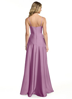 Azazie Kayla Bridesmaid Dresses Wisteria Sheath Side Slit Stretch Satin Dress image2
